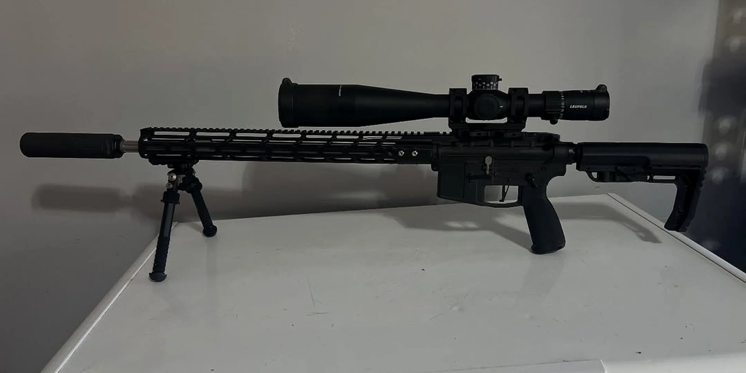 Profile view of a precision rifle built by Texas Coastal Armory